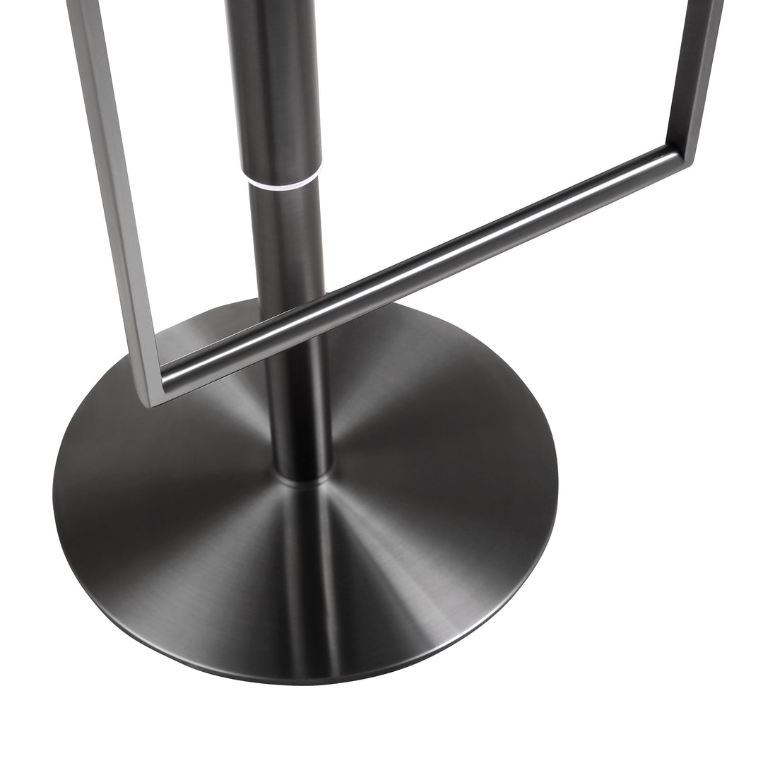 TOV Furniture Amalfi Black on Black Vegan Leather Stool OTTOMANS, POUFS, + STOOLS