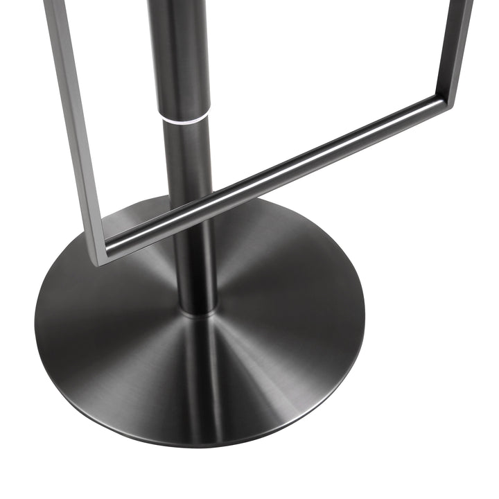 TOV Furniture Amalfi Black on Black Vegan Leather Stool OTTOMANS, POUFS, + STOOLS
