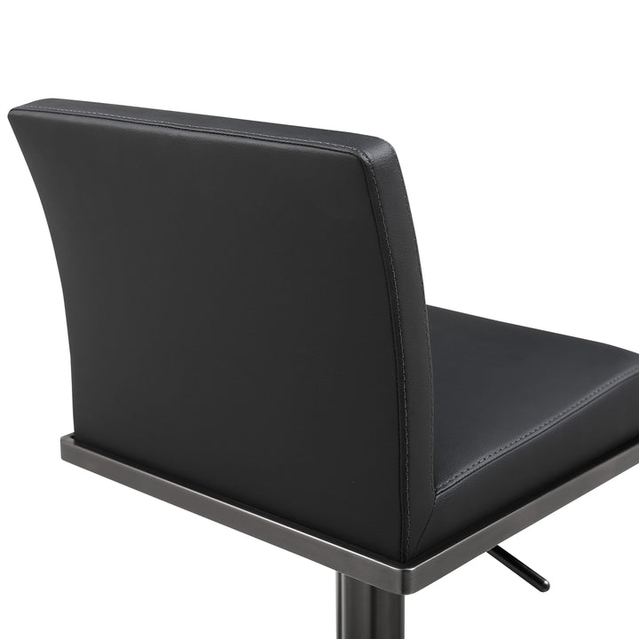 TOV Furniture Amalfi Black on Black Vegan Leather Stool OTTOMANS, POUFS, + STOOLS