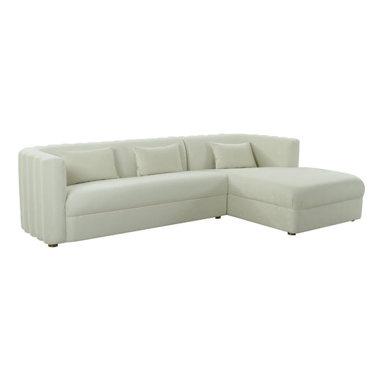 TOV Furniture Callie Cream Velvet Sectional - RAF SOFAS + SECTIONALS
