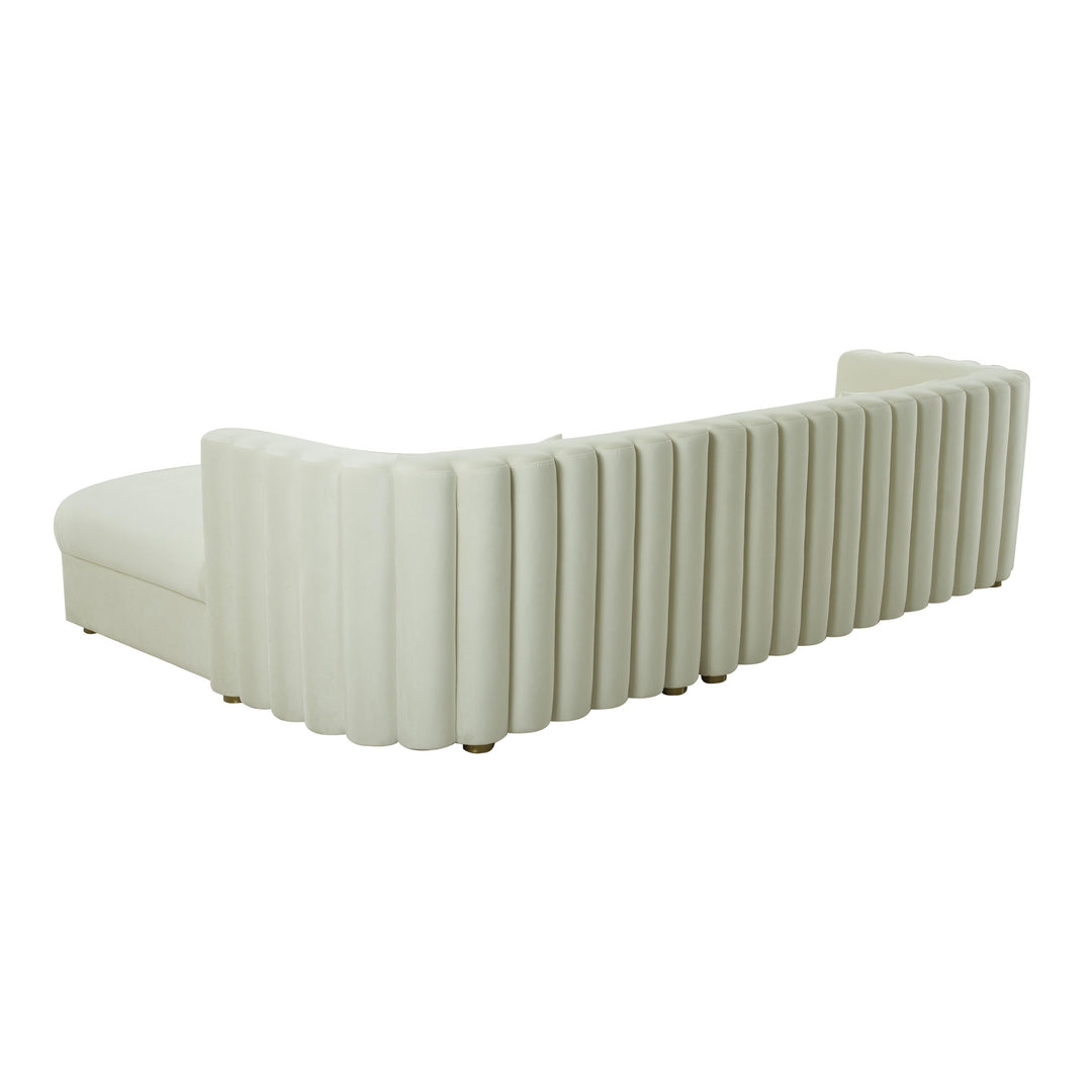 TOV Furniture Callie Cream Velvet Sectional - RAF SOFAS + SECTIONALS