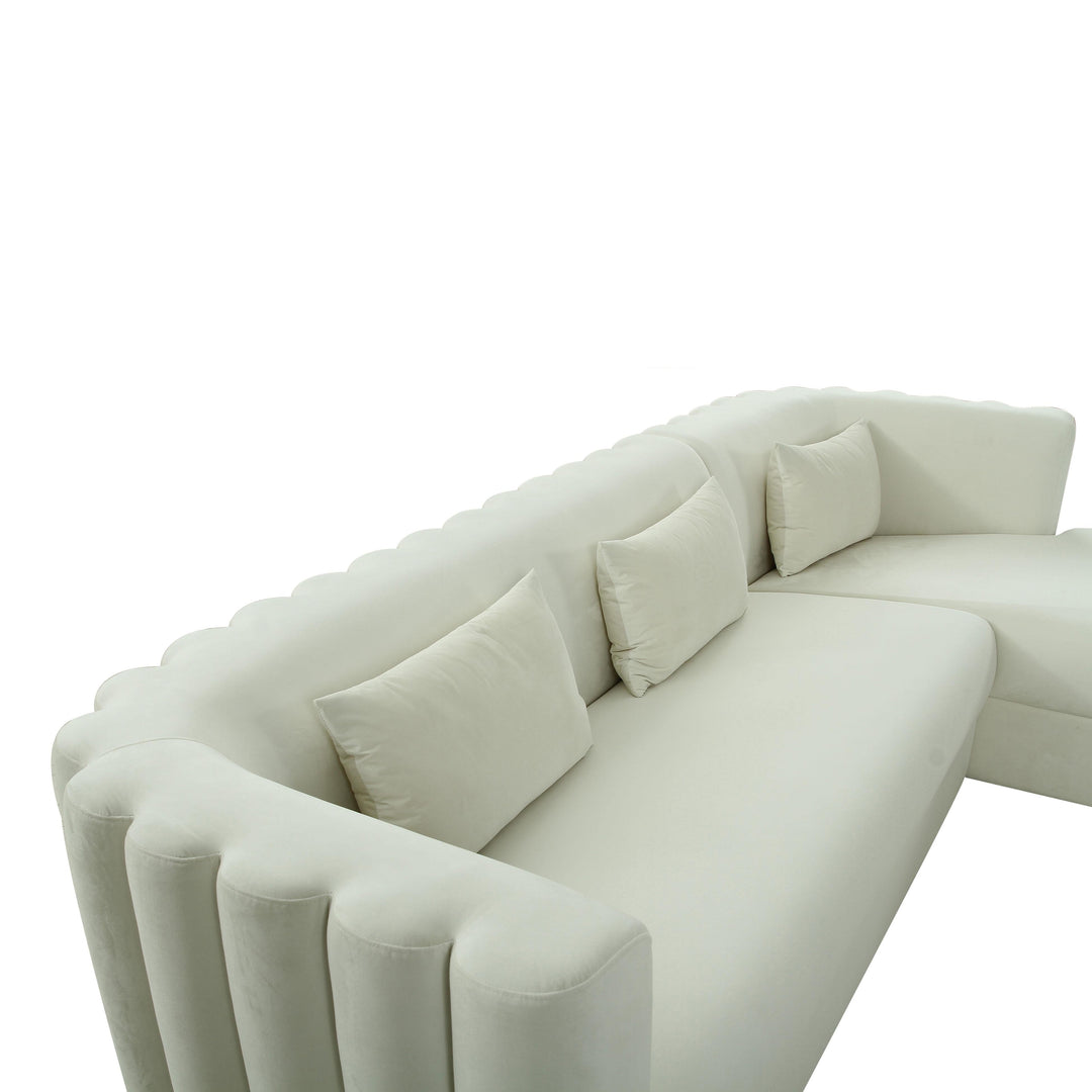 TOV Furniture Callie Cream Velvet Sectional - RAF SOFAS + SECTIONALS
