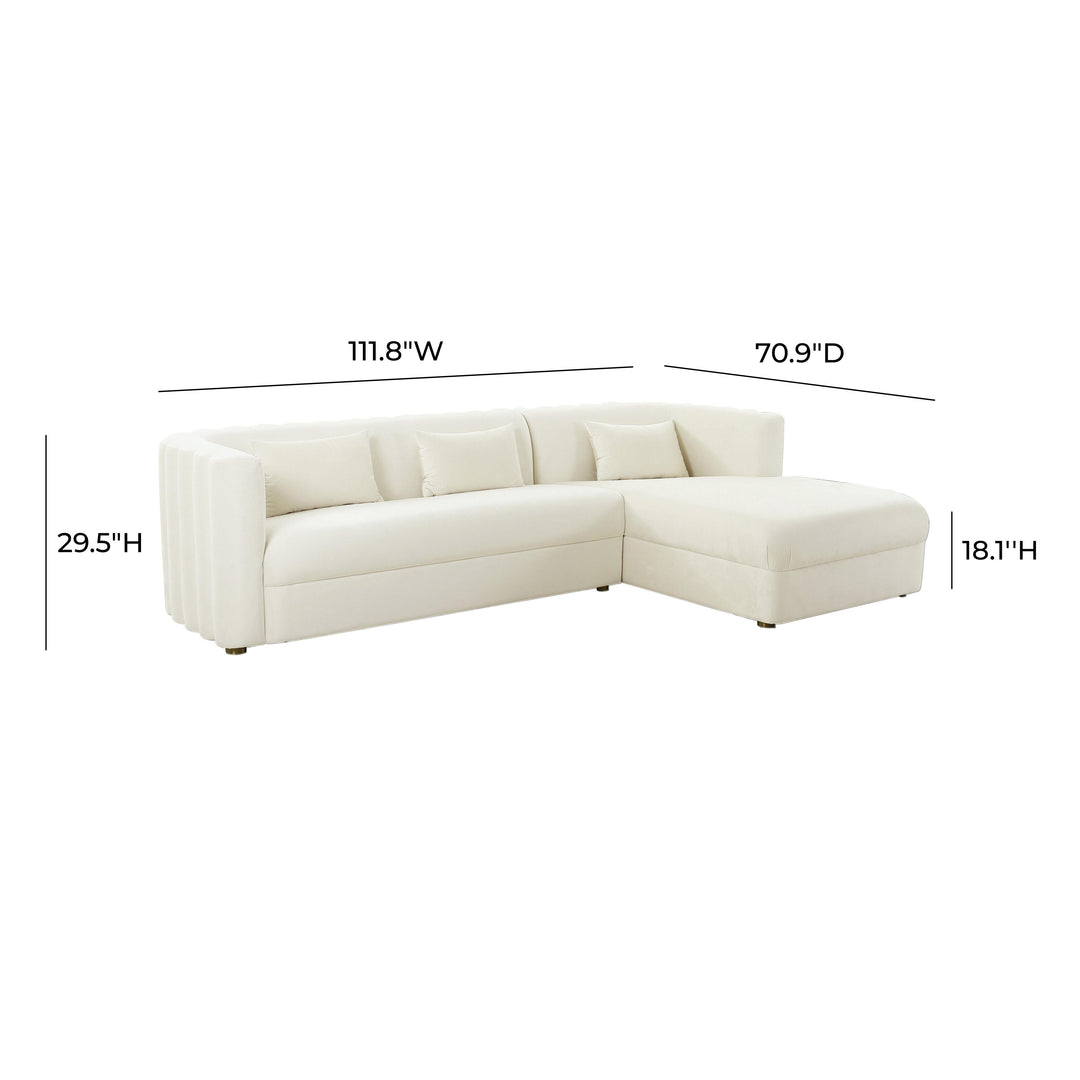 TOV Furniture Callie Cream Velvet Sectional - RAF SOFAS + SECTIONALS