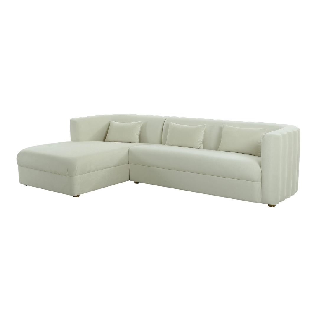 American Home Furniture | TOV Furniture - Callie Cream Velvet Sectional - LAF
