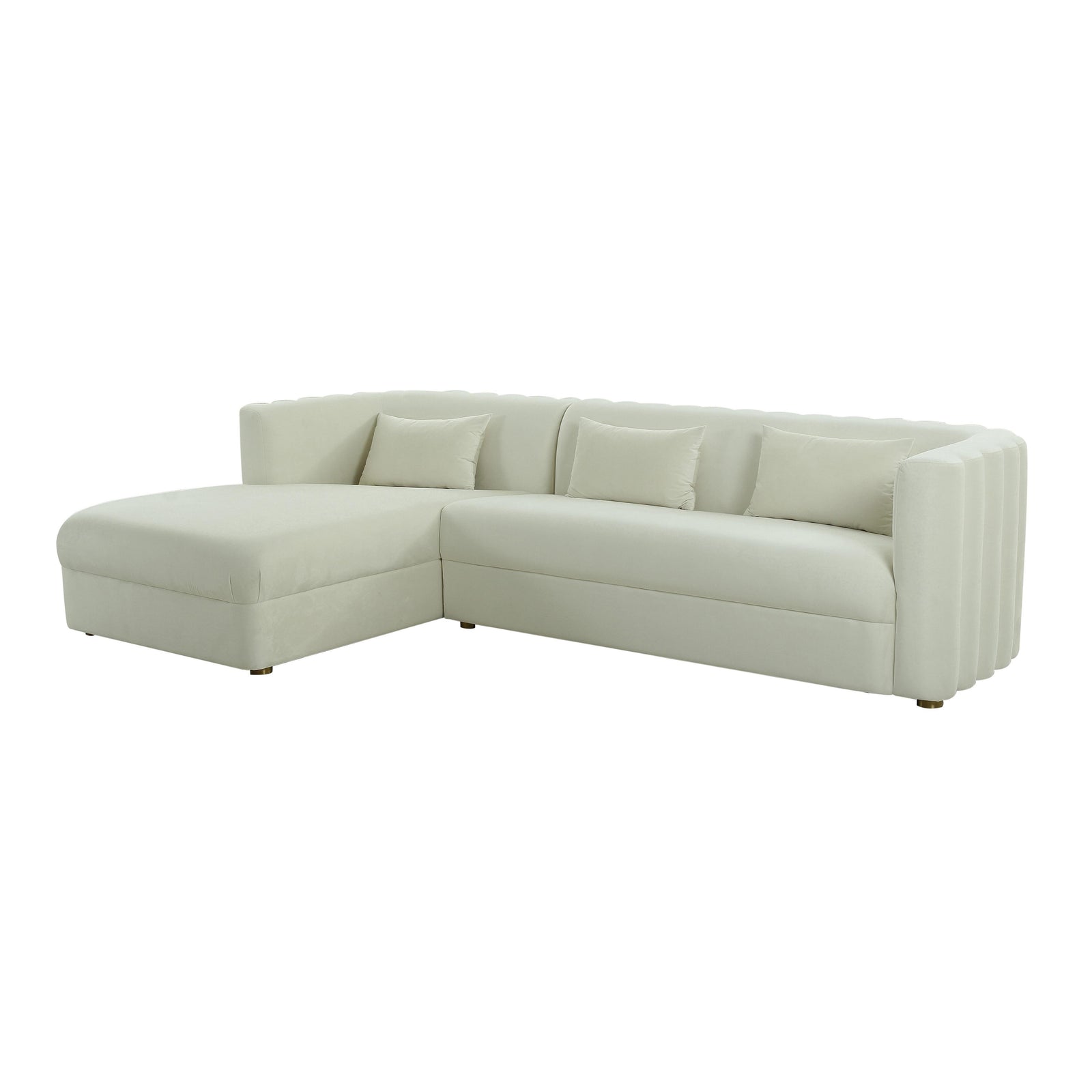 TOV Furniture Callie Cream Velvet Sectional - LAF SOFAS + SECTIONALS