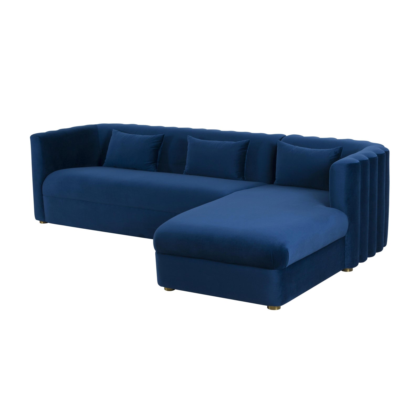 TOV Furniture Callie Navy Velvet Sectional - RAF SOFAS + SECTIONALS