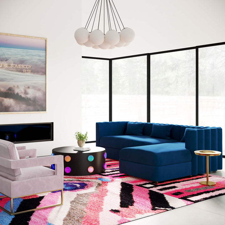 TOV Furniture Callie Navy Velvet Sectional - RAF SOFAS + SECTIONALS