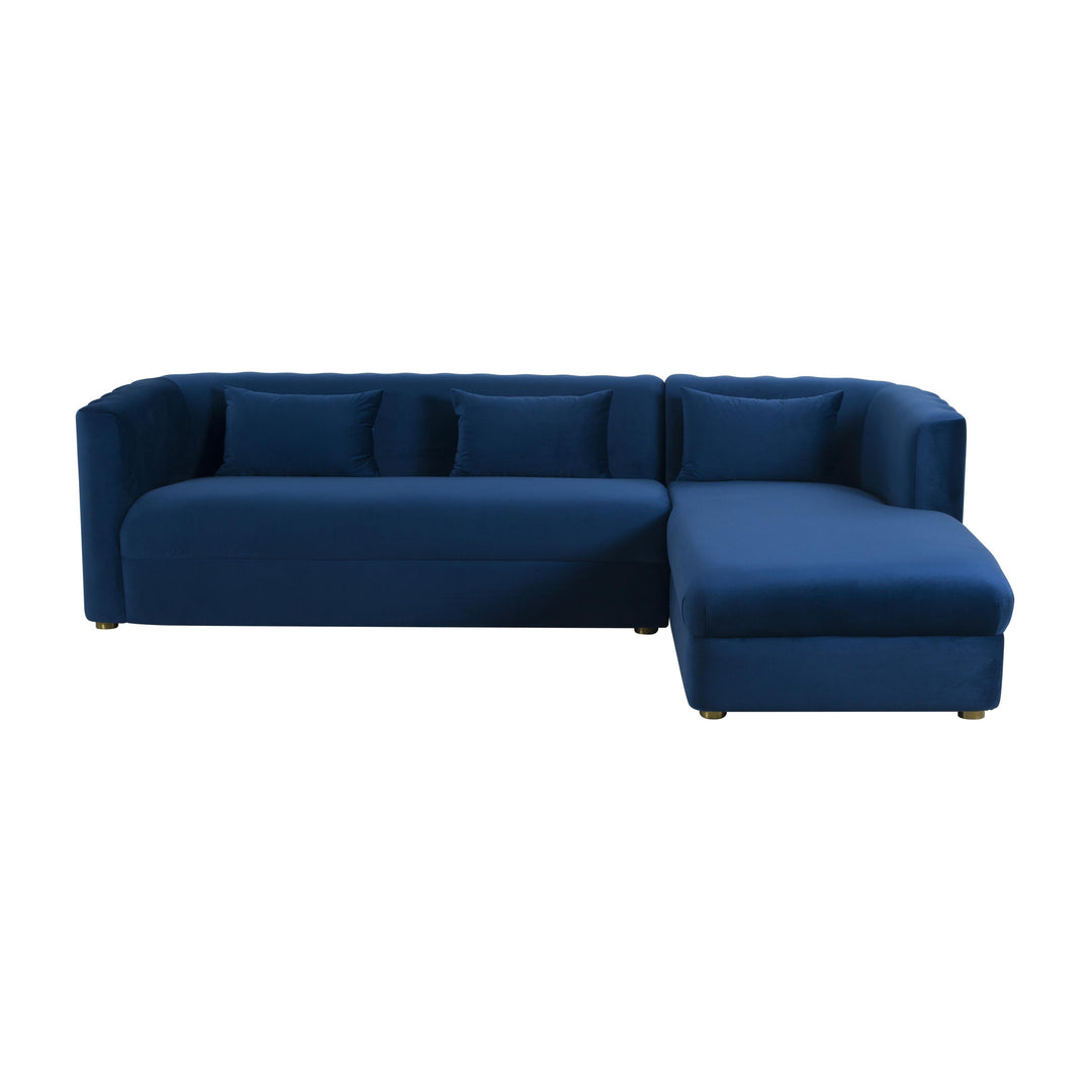 TOV Furniture Callie Navy Velvet Sectional - RAF SOFAS + SECTIONALS