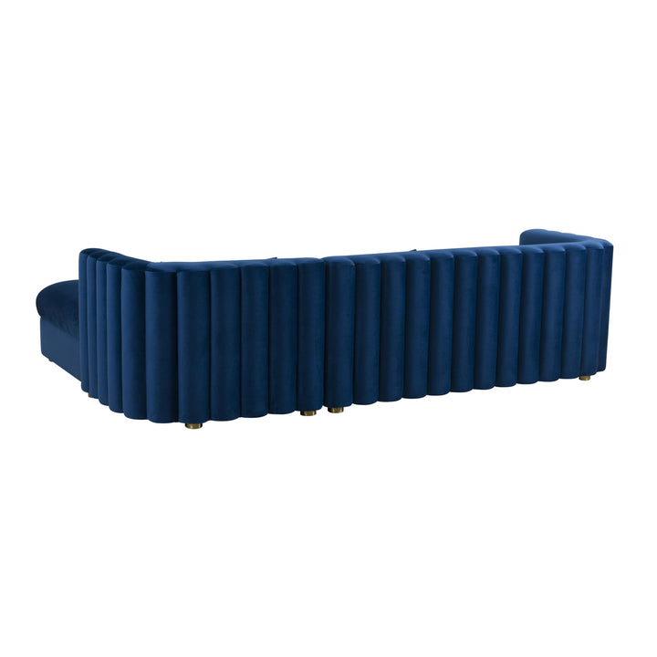 TOV Furniture Callie Navy Velvet Sectional - RAF SOFAS + SECTIONALS