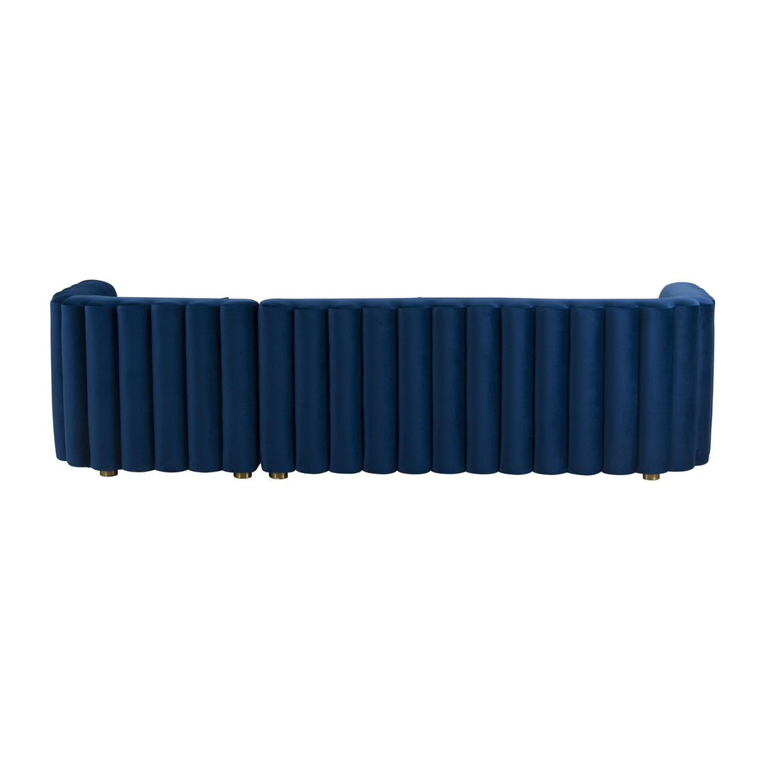 TOV Furniture Callie Navy Velvet Sectional - RAF SOFAS + SECTIONALS