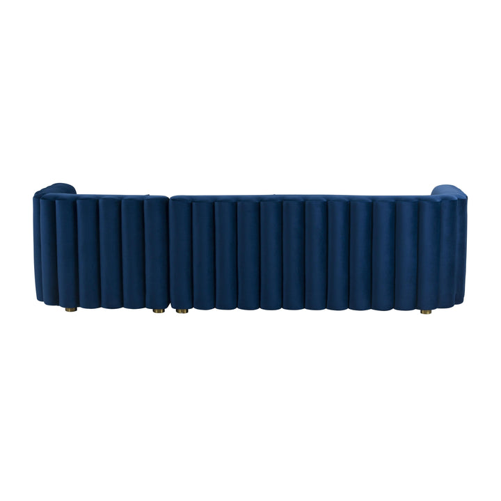 TOV Furniture Callie Navy Velvet Sectional - RAF SOFAS + SECTIONALS