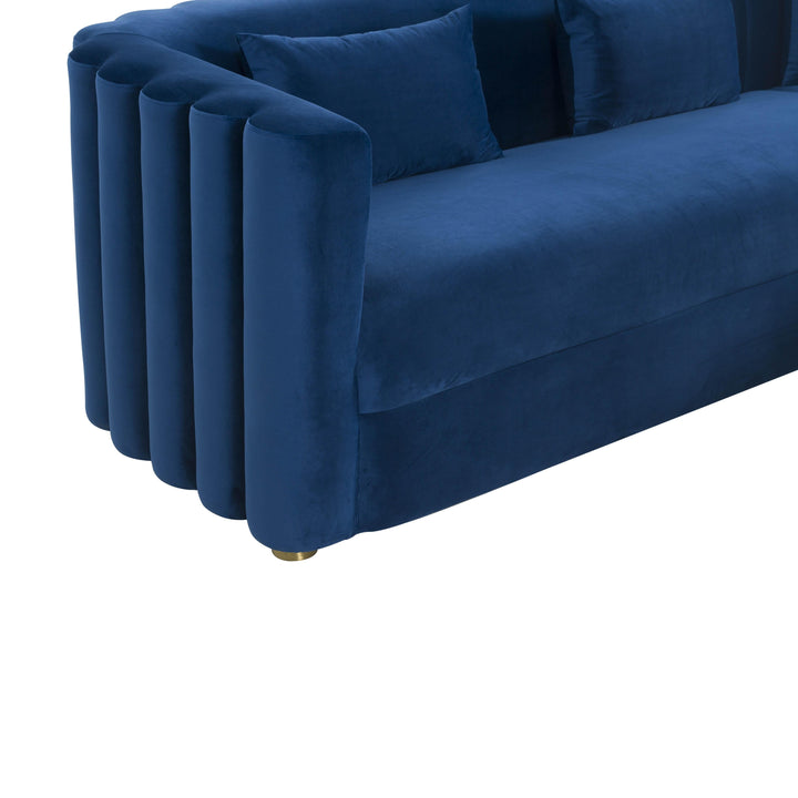 TOV Furniture Callie Navy Velvet Sectional - RAF SOFAS + SECTIONALS