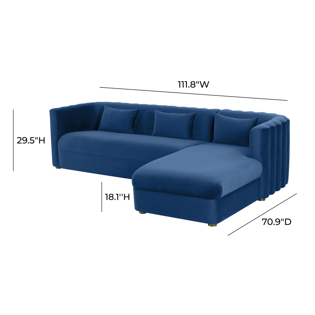 TOV Furniture Callie Navy Velvet Sectional - RAF SOFAS + SECTIONALS