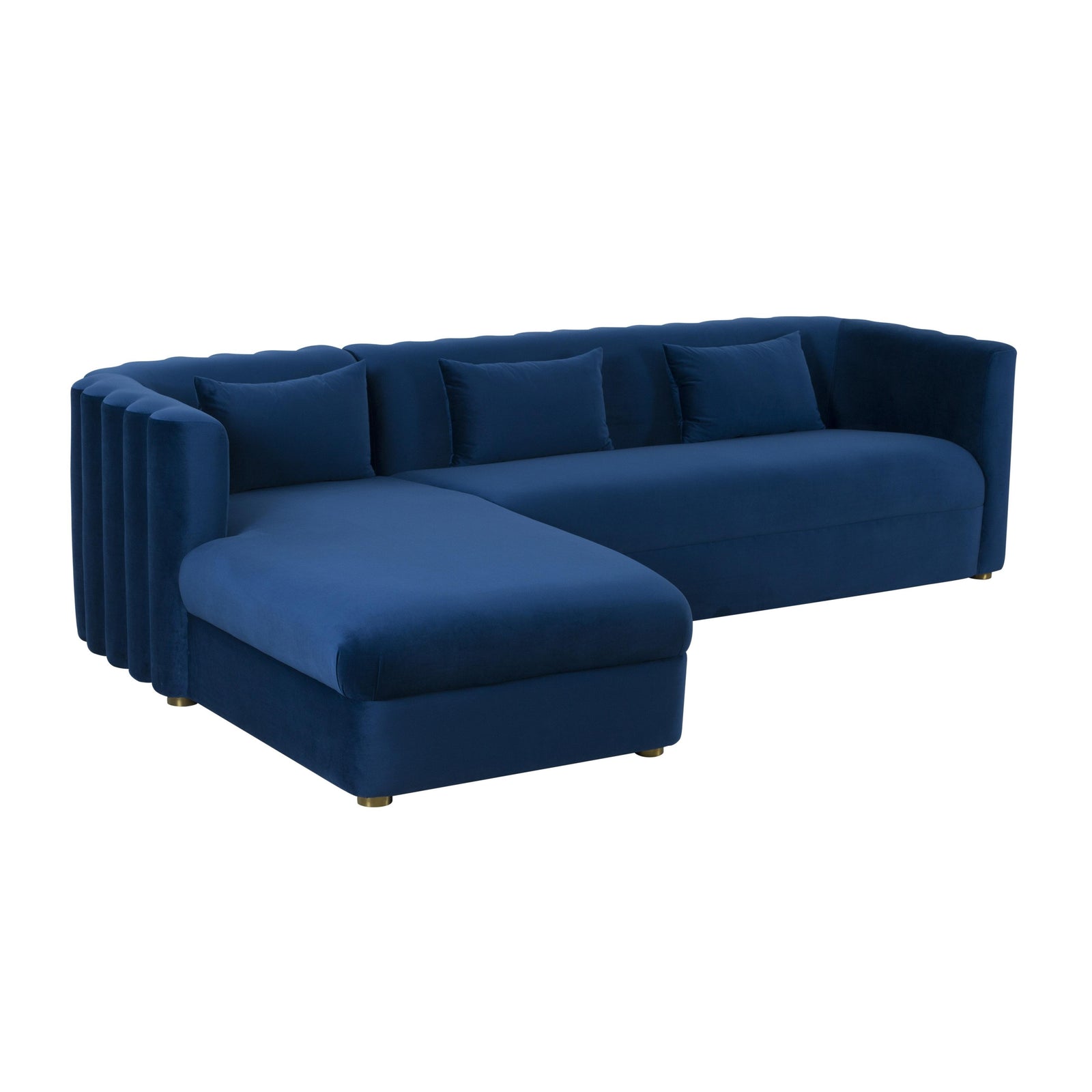 TOV Furniture Callie Navy Velvet Sectional - LAF SOFAS + SECTIONALS