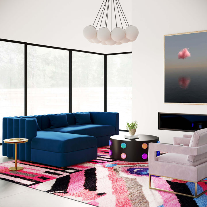 TOV Furniture Callie Navy Velvet Sectional - LAF SOFAS + SECTIONALS