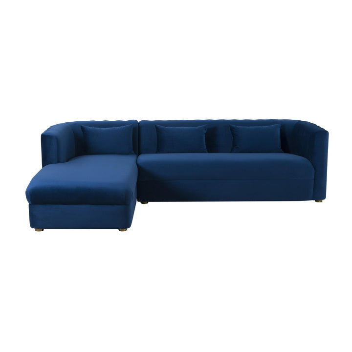 TOV Furniture Callie Navy Velvet Sectional - LAF SOFAS + SECTIONALS