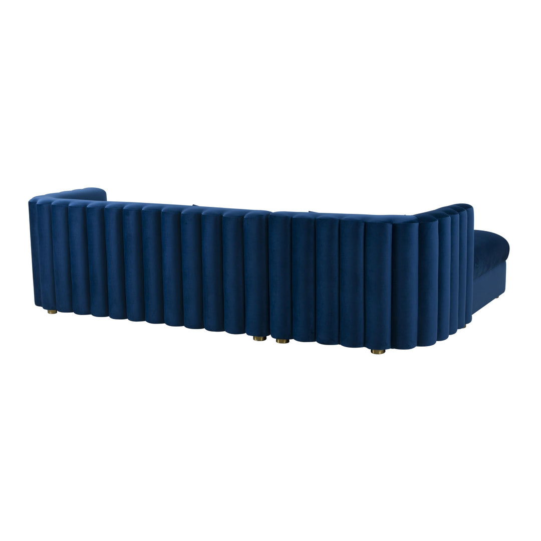 TOV Furniture Callie Navy Velvet Sectional - LAF SOFAS + SECTIONALS