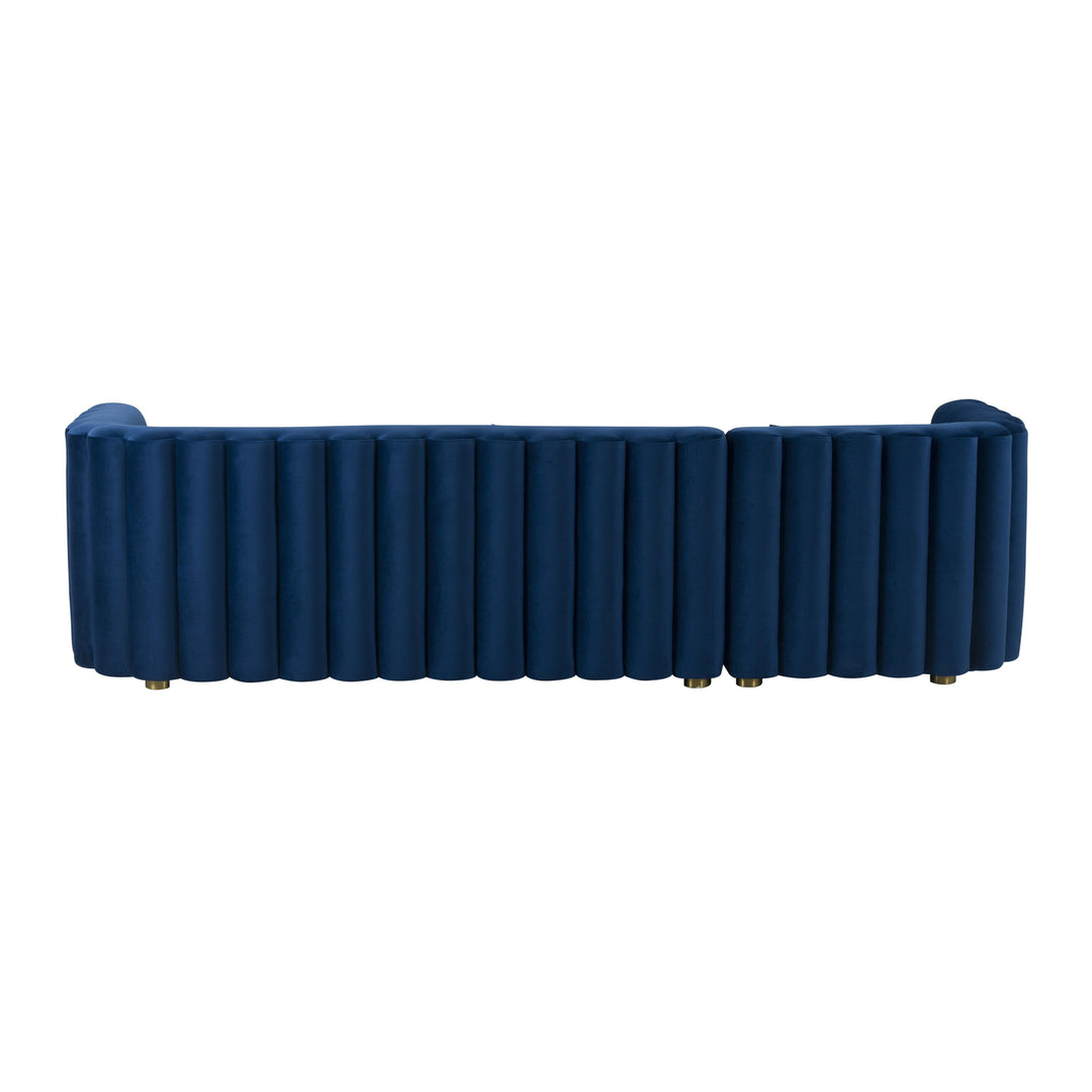 TOV Furniture Callie Navy Velvet Sectional - LAF SOFAS + SECTIONALS
