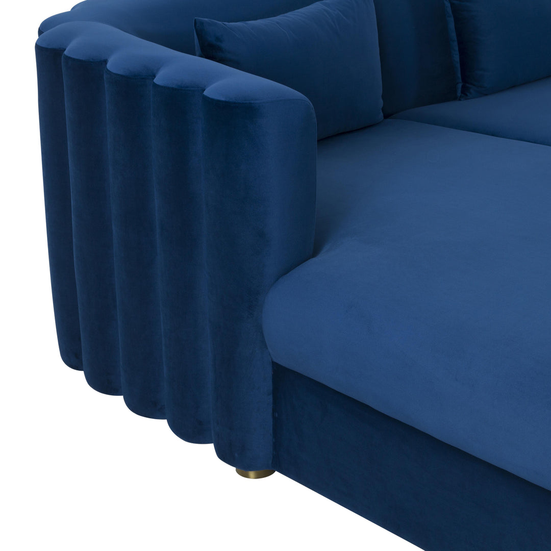 TOV Furniture Callie Navy Velvet Sectional - LAF SOFAS + SECTIONALS