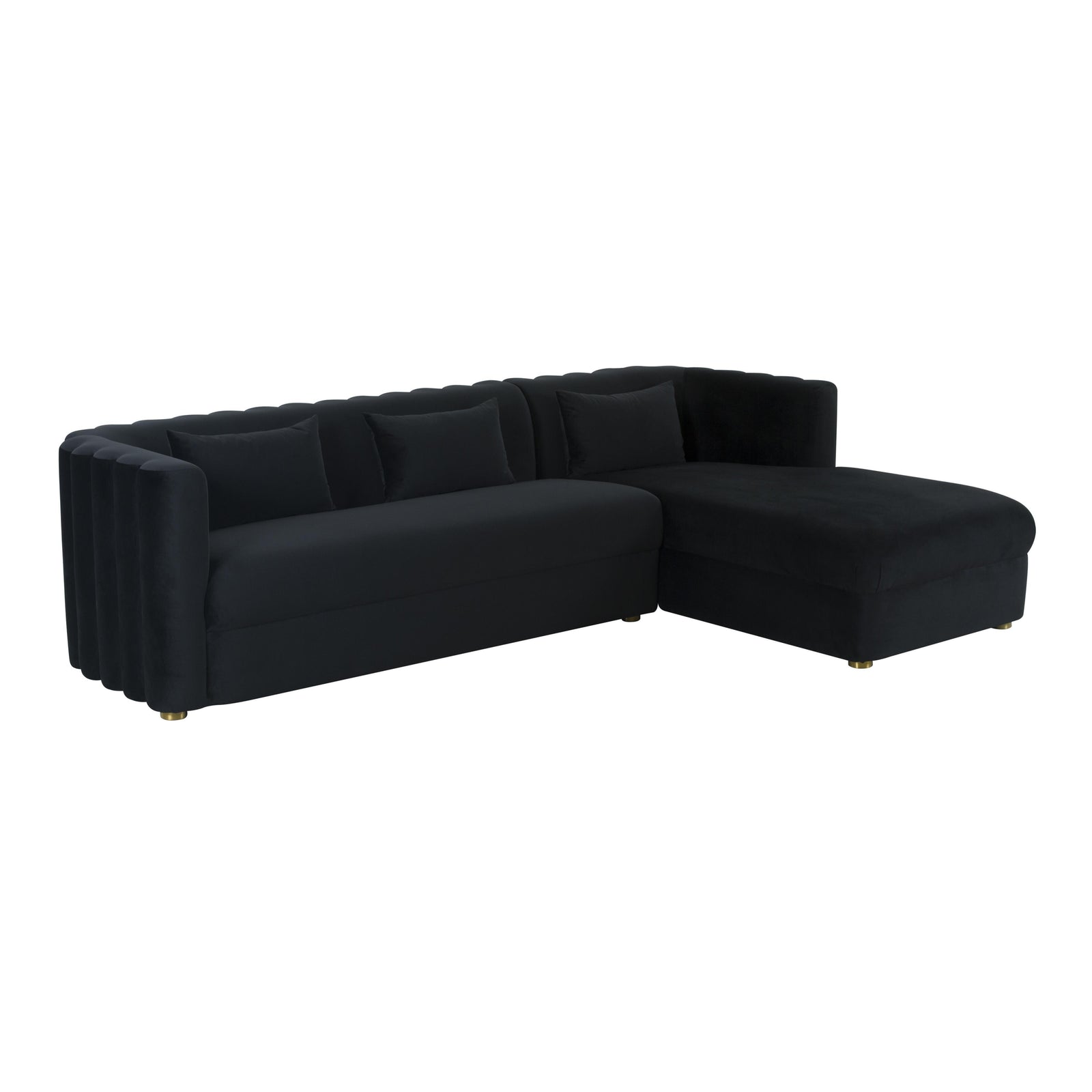 TOV Furniture Callie Black Velvet Sectional - RAF SOFAS + SECTIONALS