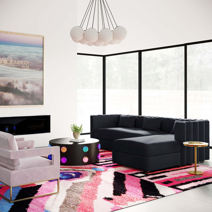 TOV Furniture Callie Black Velvet Sectional - RAF SOFAS + SECTIONALS