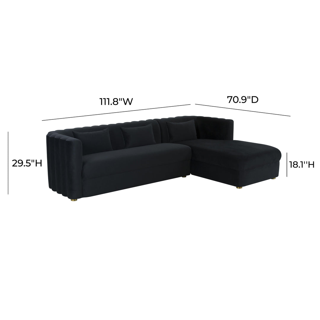 TOV Furniture Callie Black Velvet Sectional - RAF SOFAS + SECTIONALS