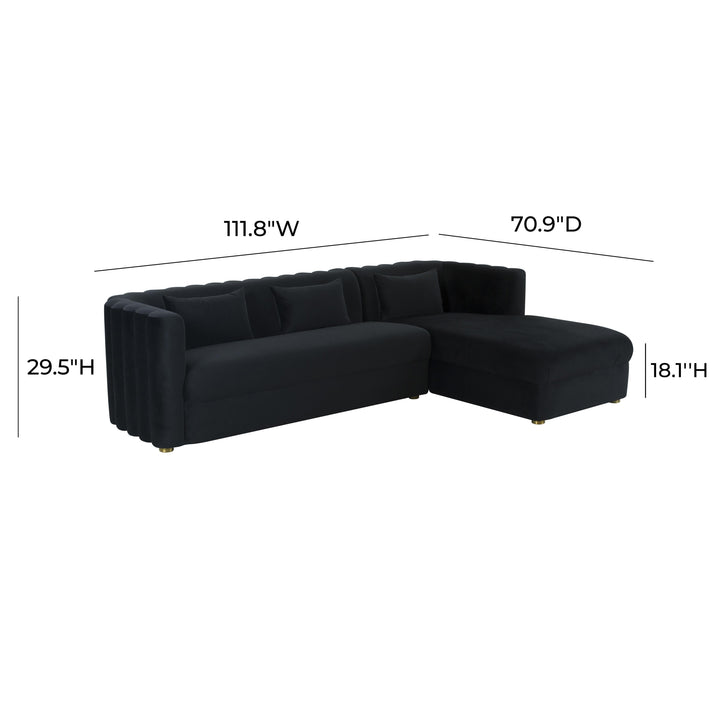 TOV Furniture Callie Black Velvet Sectional - RAF SOFAS + SECTIONALS