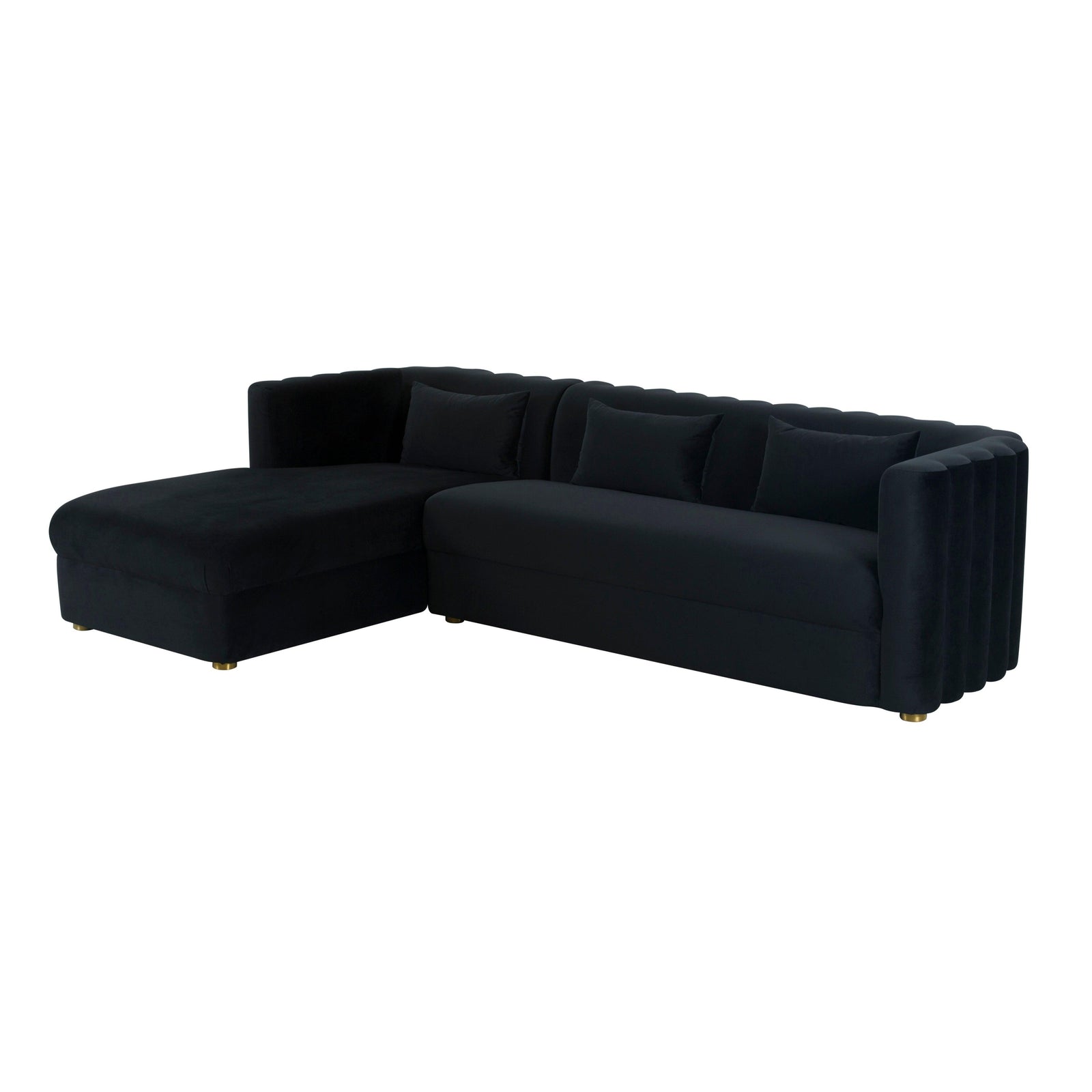 TOV Furniture Callie Black Velvet Sectional - LAF SOFAS + SECTIONALS