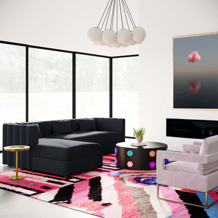 American Home Furniture | TOV Furniture - Callie Black Velvet Sectional - LAF