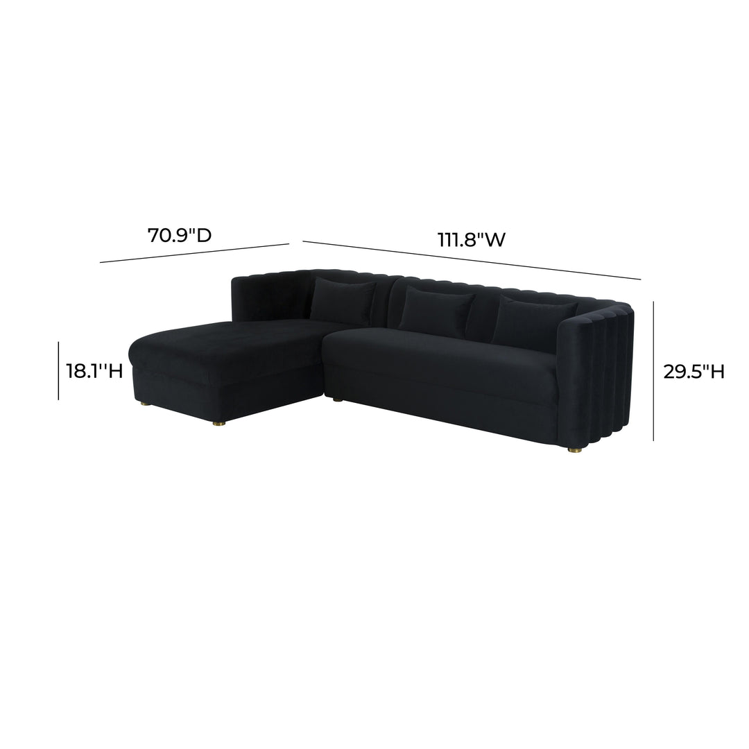 American Home Furniture | TOV Furniture - Callie Black Velvet Sectional - LAF