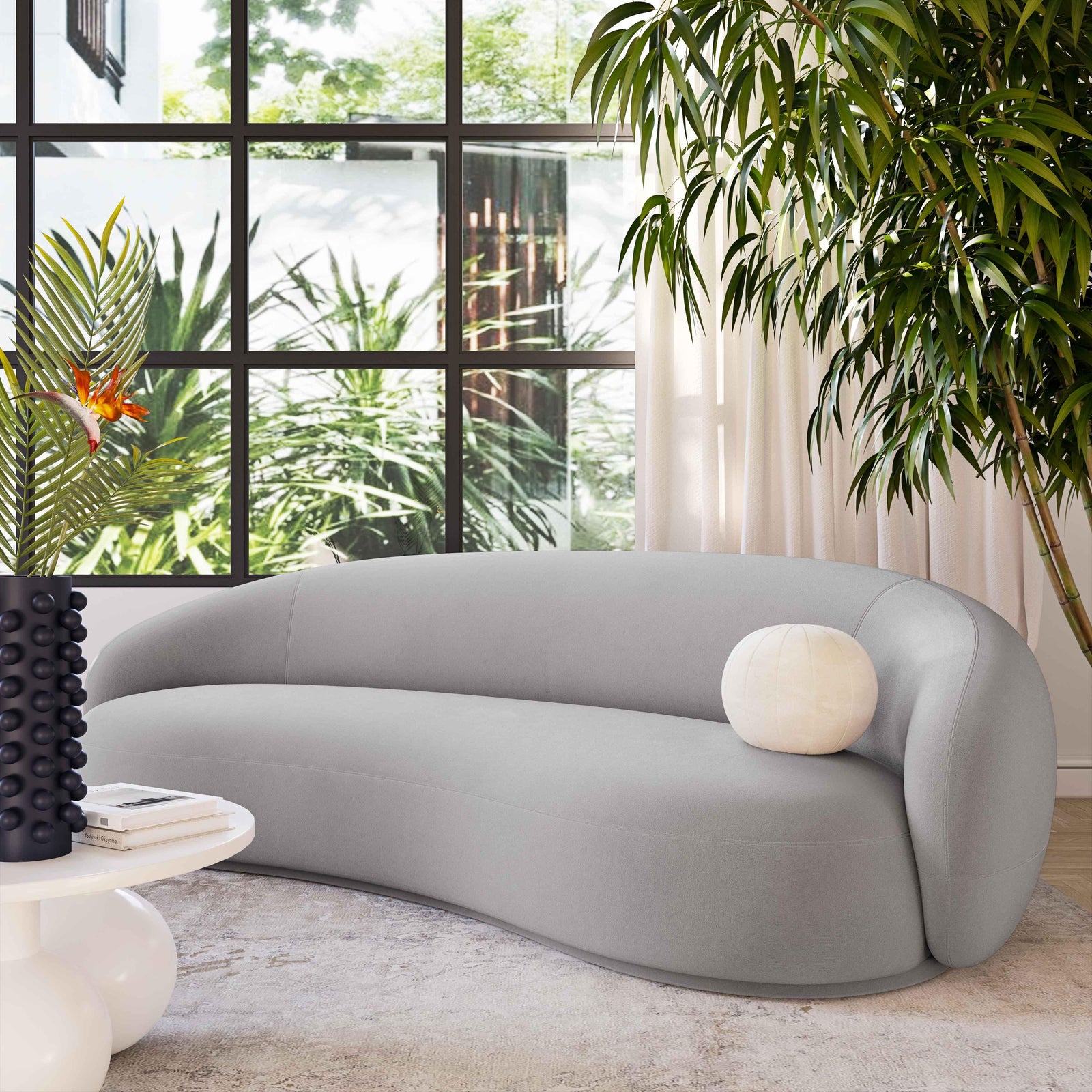 TOV Furniture Kendall Light Grey Velvet Sofa SOFAS + SECTIONALS