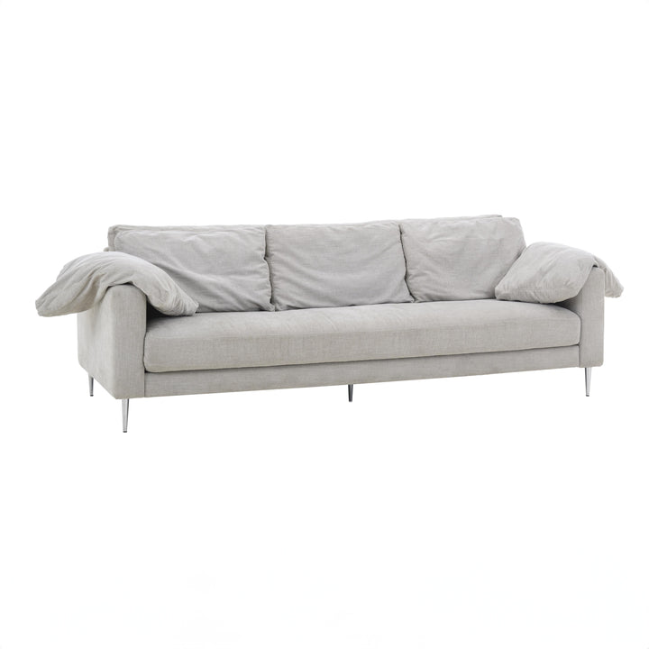 American Home Furniture | TOV Furniture - Vari Light Grey Textured Velvet Lounge Sofa