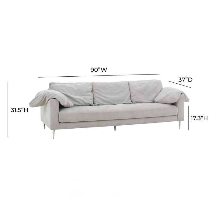 American Home Furniture | TOV Furniture - Vari Light Grey Textured Velvet Lounge Sofa