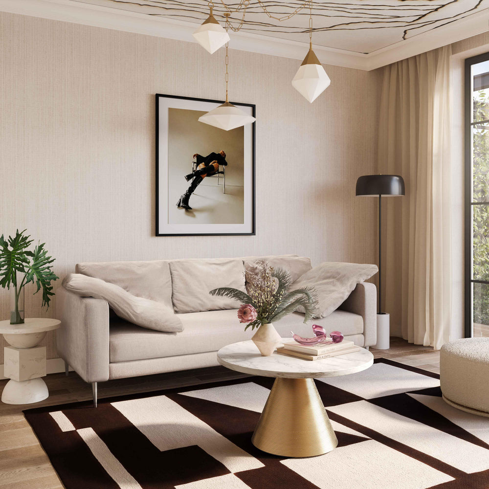 American Home Furniture | TOV Furniture - Vari Beige Textured Velvet Lounge Sofa