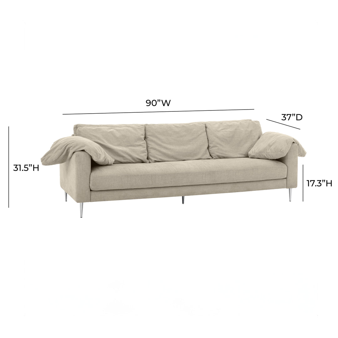 American Home Furniture | TOV Furniture - Vari Beige Textured Velvet Lounge Sofa