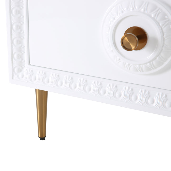 American Home Furniture | TOV Furniture - Bovey White Lacquer Side Table