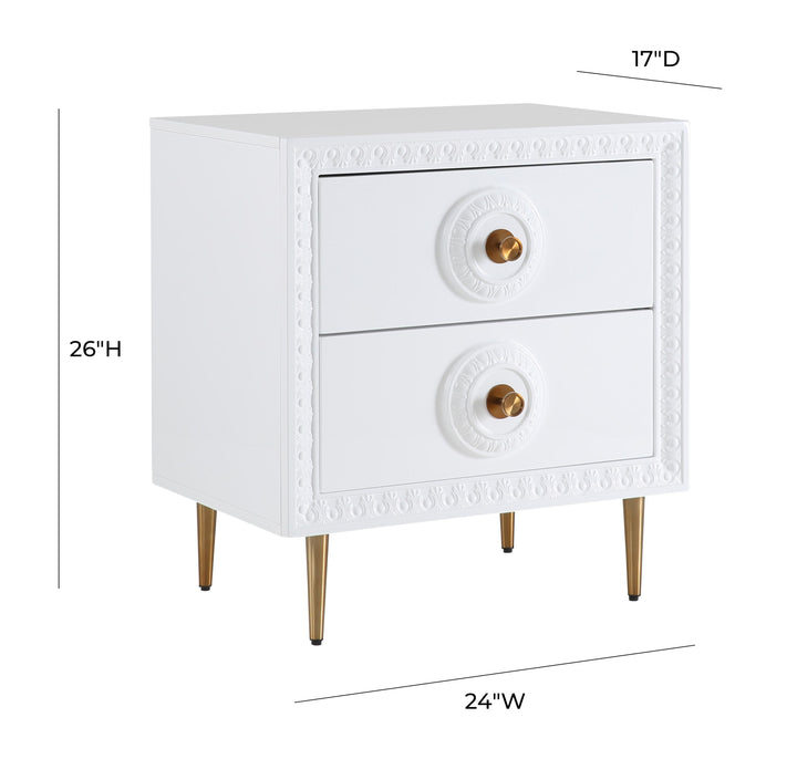 American Home Furniture | TOV Furniture - Bovey White Lacquer Side Table