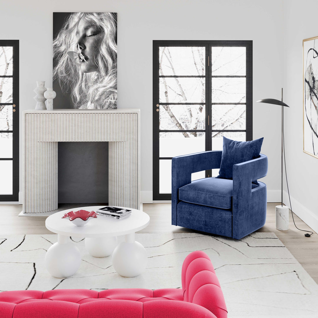 TOV Furniture Kennedy Navy Swivel Chair ACCENT + LOUNGE CHAIRS
