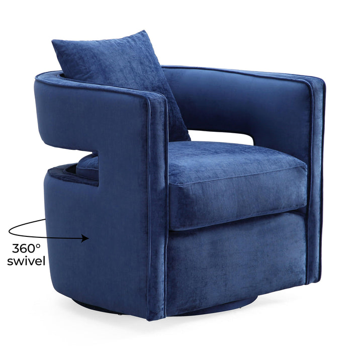 TOV Furniture Kennedy Navy Swivel Chair ACCENT + LOUNGE CHAIRS