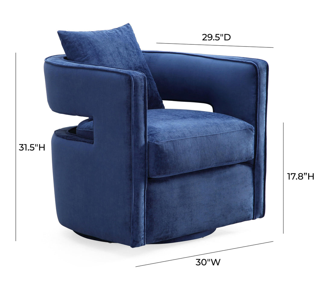 TOV Furniture Kennedy Navy Swivel Chair ACCENT + LOUNGE CHAIRS