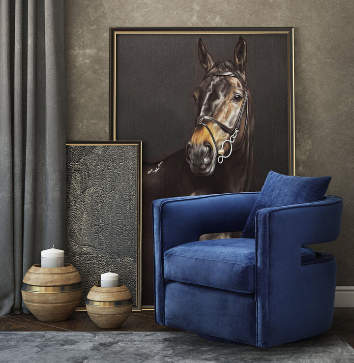 TOV Furniture Kennedy Navy Swivel Chair ACCENT + LOUNGE CHAIRS