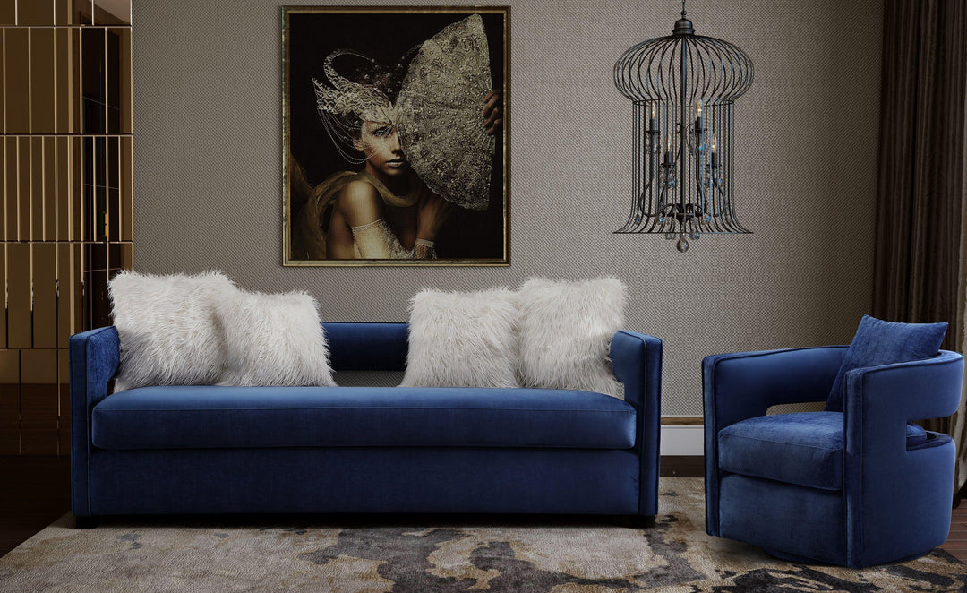 TOV Furniture Kennedy Navy Swivel Chair ACCENT + LOUNGE CHAIRS