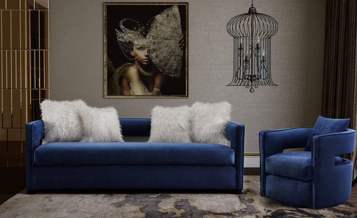 TOV Furniture Kennedy Navy Swivel Chair ACCENT + LOUNGE CHAIRS