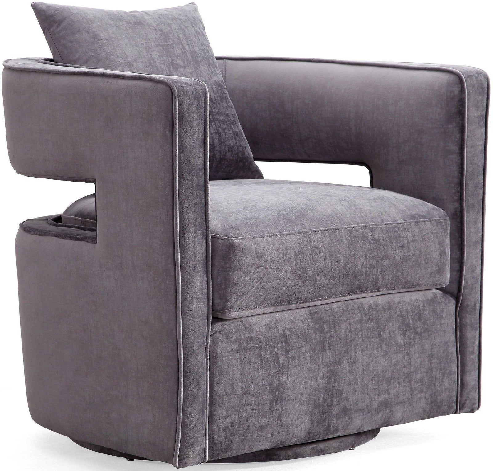 TOV Furniture Kennedy Grey Swivel Chair ACCENT + LOUNGE CHAIRS
