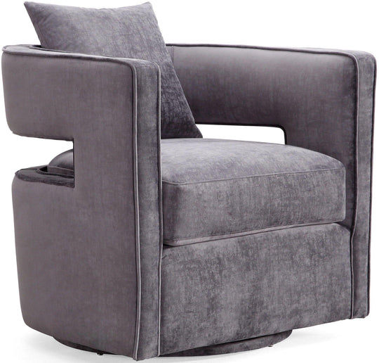 TOV Furniture Kennedy Grey Swivel Chair ACCENT + LOUNGE CHAIRS