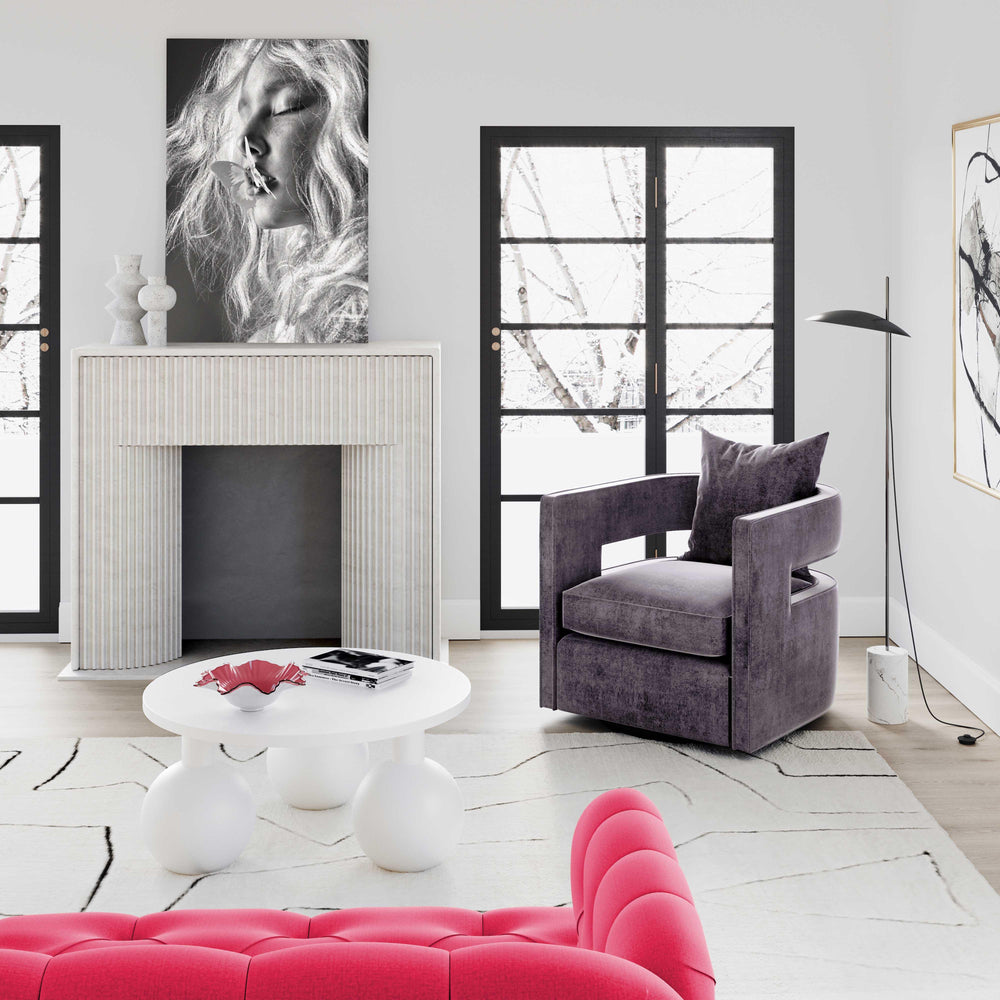 American Home Furniture | TOV Furniture - Kennedy Grey Swivel Chair