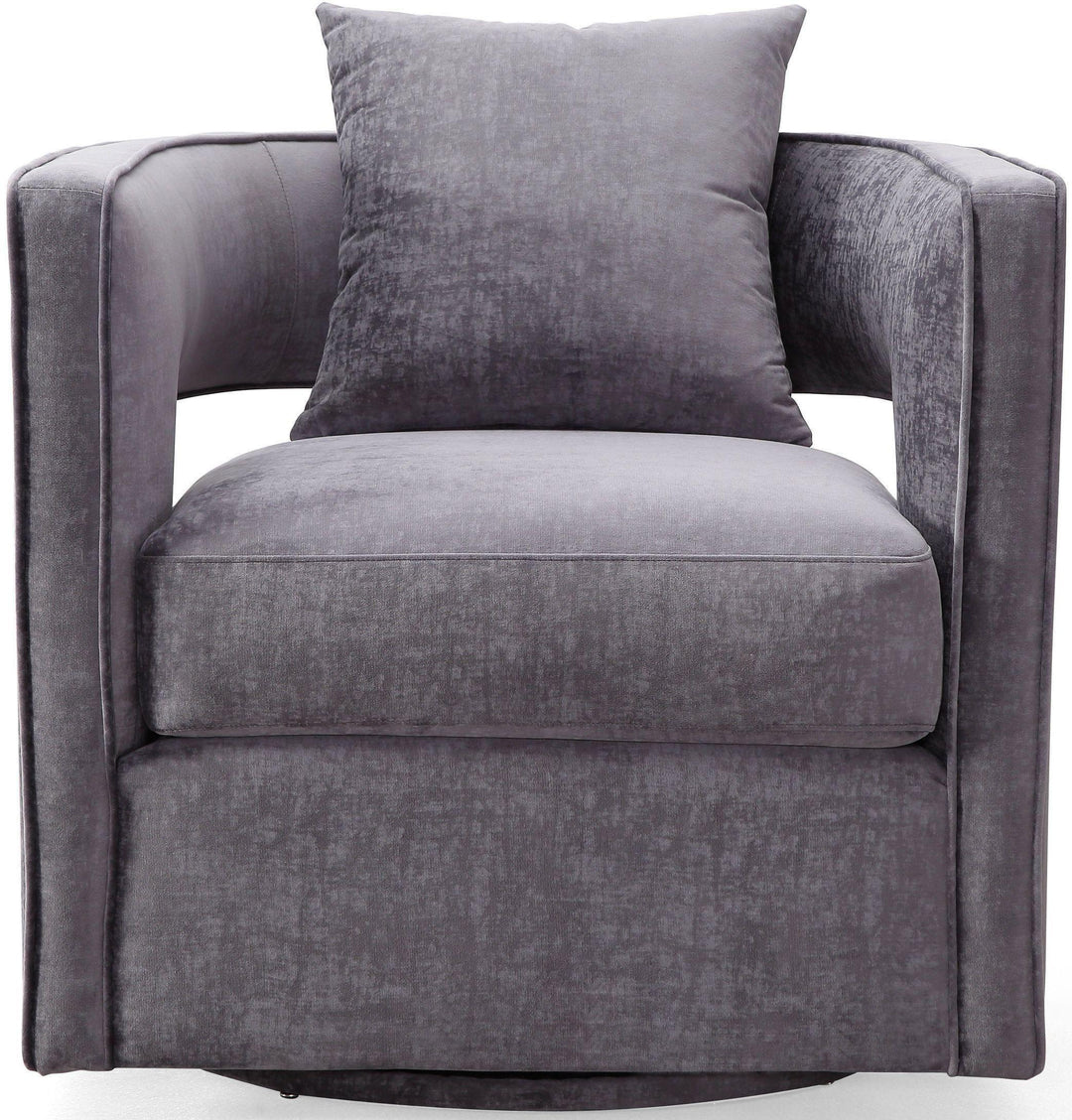TOV Furniture Kennedy Grey Swivel Chair ACCENT + LOUNGE CHAIRS