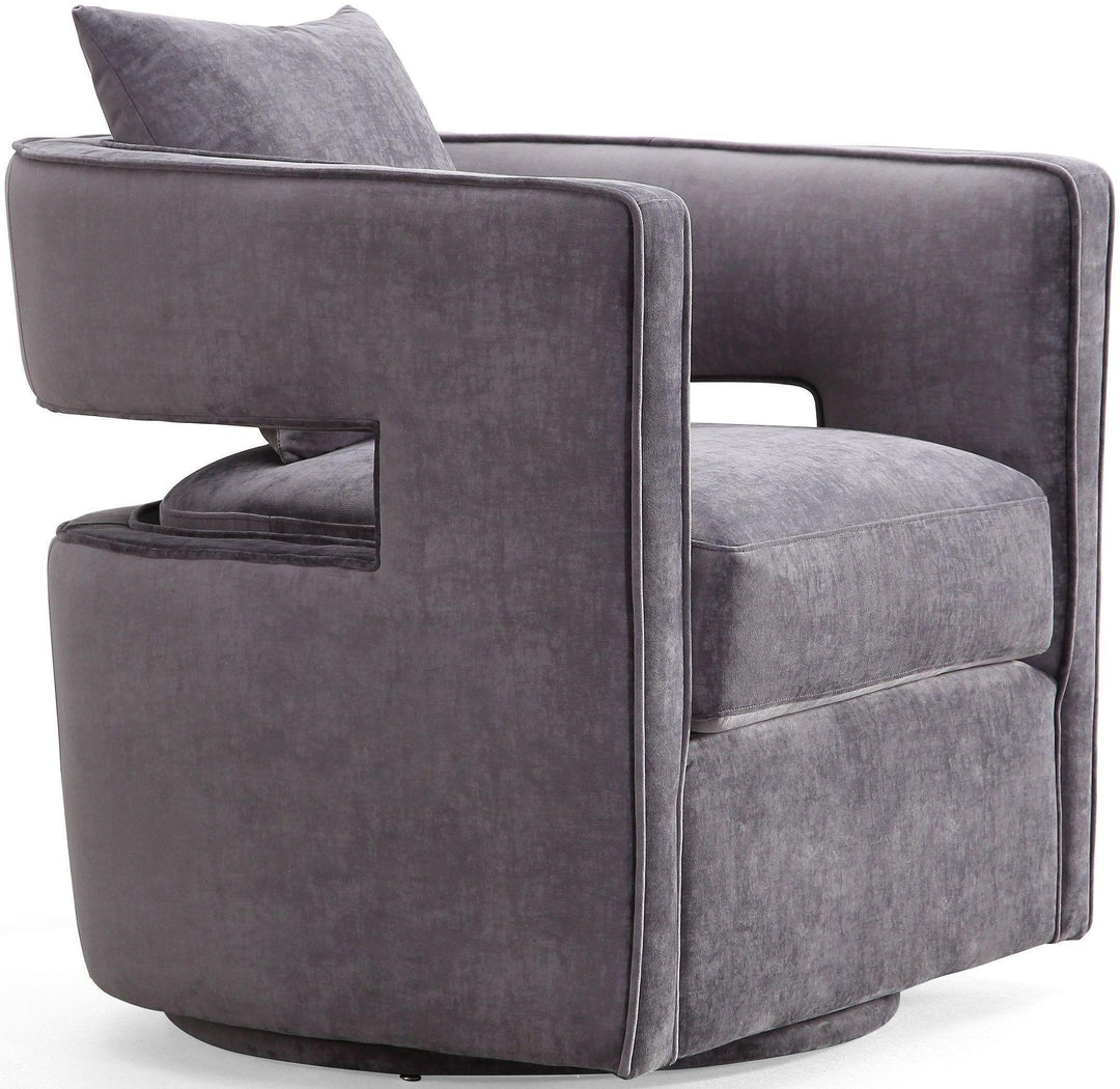 TOV Furniture Kennedy Grey Swivel Chair ACCENT + LOUNGE CHAIRS