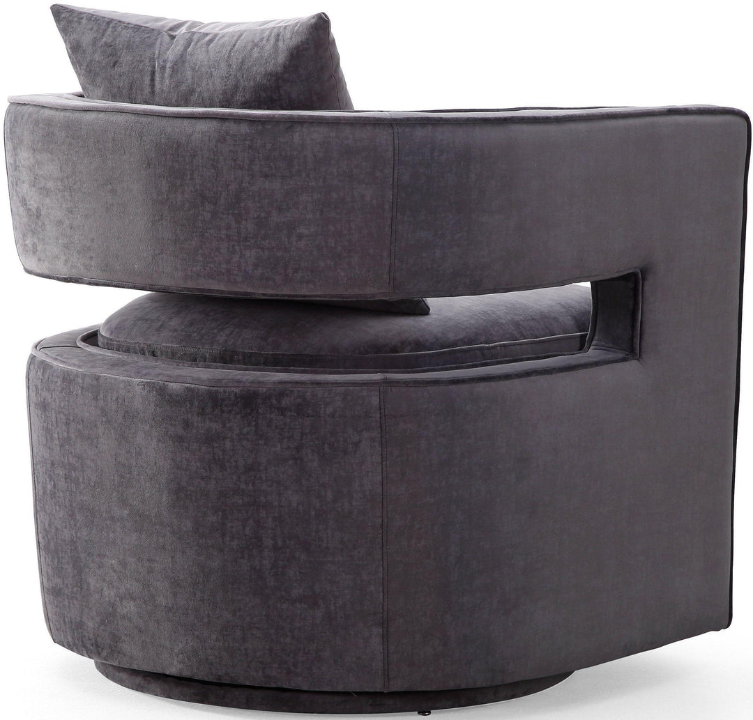 TOV Furniture Kennedy Grey Swivel Chair ACCENT + LOUNGE CHAIRS