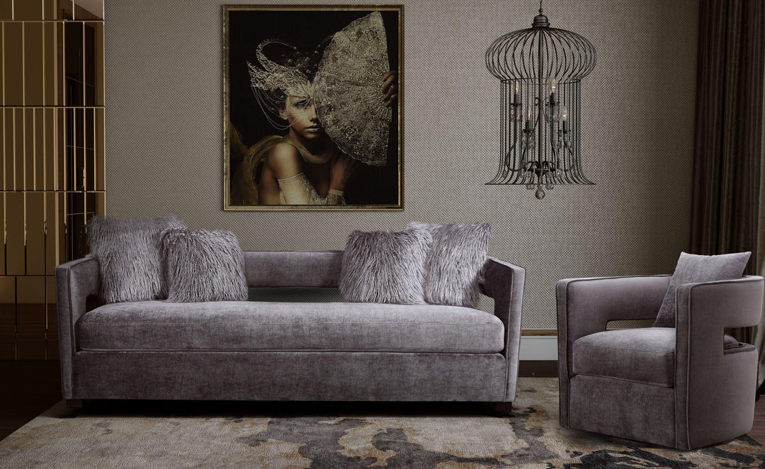 TOV Furniture Kennedy Grey Swivel Chair ACCENT + LOUNGE CHAIRS
